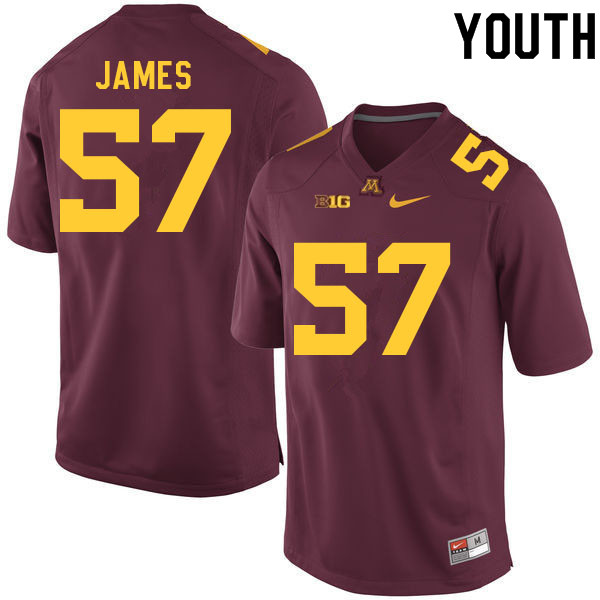 Youth #57 Cameron James Minnesota Golden Gophers College Football Jerseys Sale-Maroon - Click Image to Close
